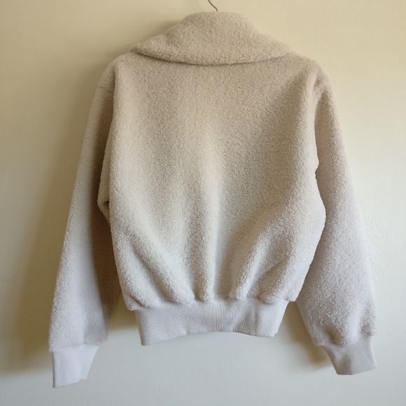 NWOT Uniqlo Cream Sherpa Fleece Pile Lined Cropped Teddy Bomber Jacket XS - Picture 8 of 16